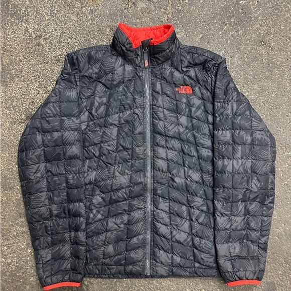 The North Face Thermoball Black Gray Red Full Zip Boys Puffer Jacket XL - Picture 1 of 10